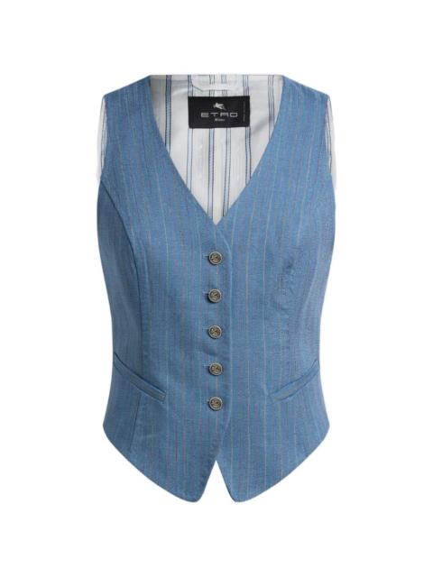 Etro striped pegaso buttons waistcoat