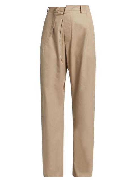 MM6 Maison Margiela Women's Pleated Cotton Straight-Leg Pants - Sand