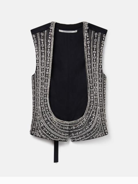 Stella McCartney Crystal Embellished Wool Tuxedo Waistcoat