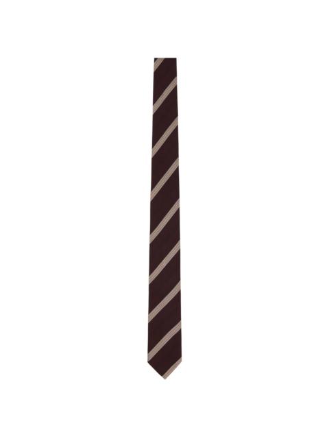 Dries Van Noten Burgundy Striped Tie