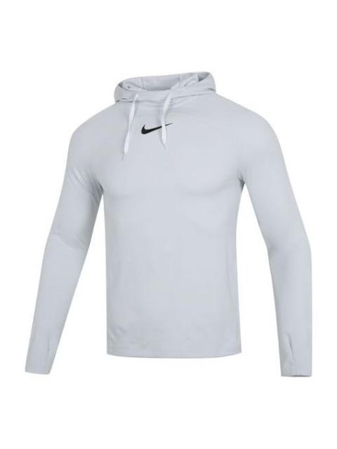 Nike Men's Nike Solid Color Logo Loose Hooded Long Sleeves Gray DQ5052-043