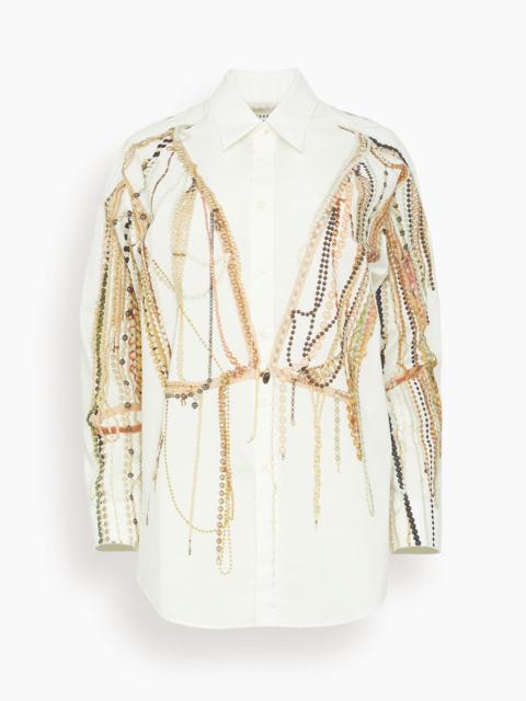 MM6 Maison Margiela Pearl Long Sleeved Shirt in Off White
