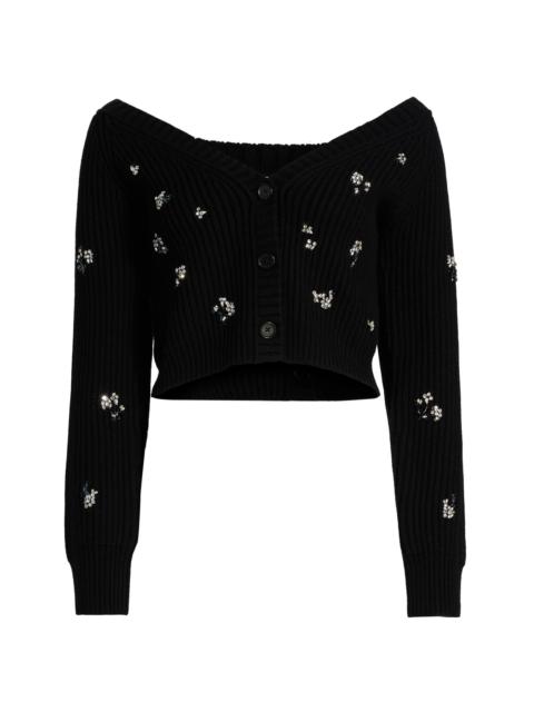 SIMKHAI Women's Novah Crystal-Embellished Cardigan - Black