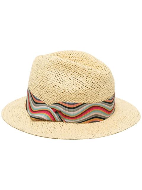 Paul Smith Ribbon-detail straw fedora hat