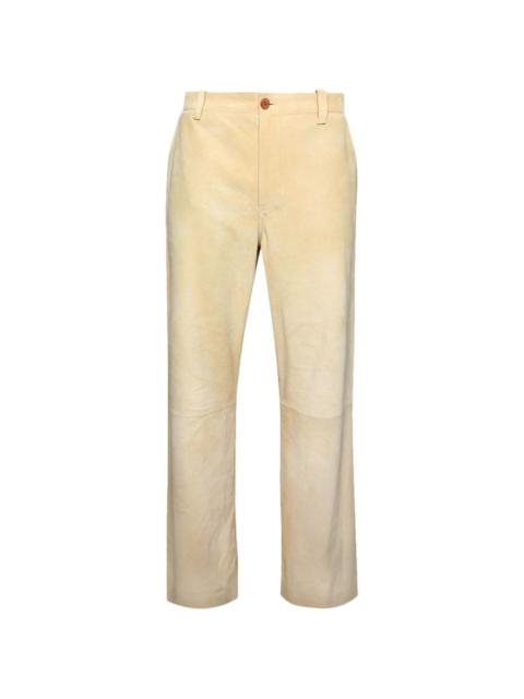 wide-leg suede trousers