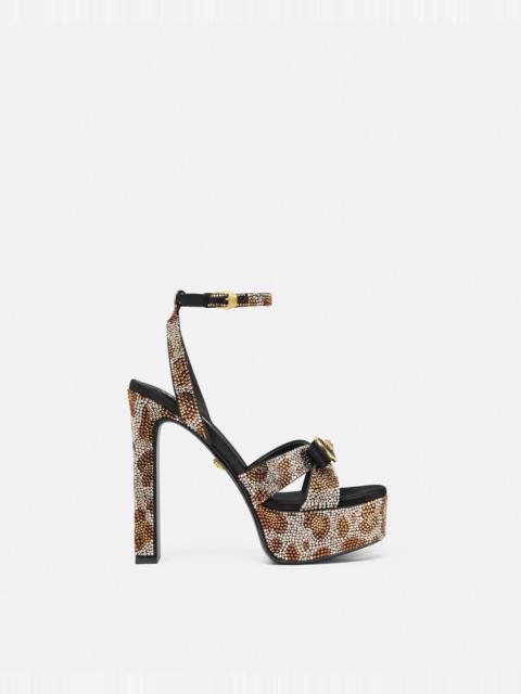 Gianni Ribbon Leopard Sandals 140 mm