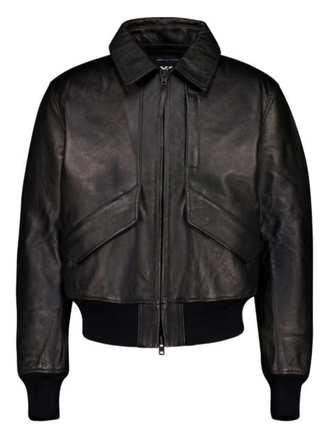Y-3 zipped-front leather jacket