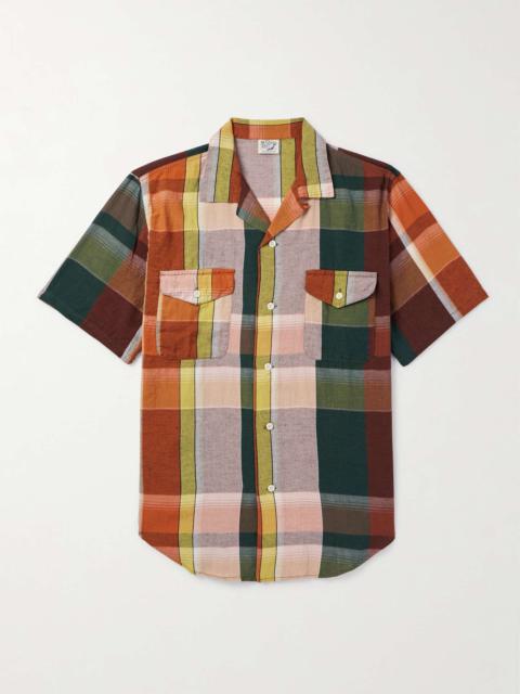 Convertible-Collar Checked Cotton and Linen-Blend Shirt