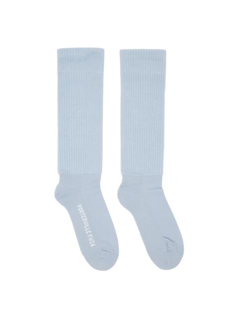Rick Owens Blue Porterville Knee High Socks