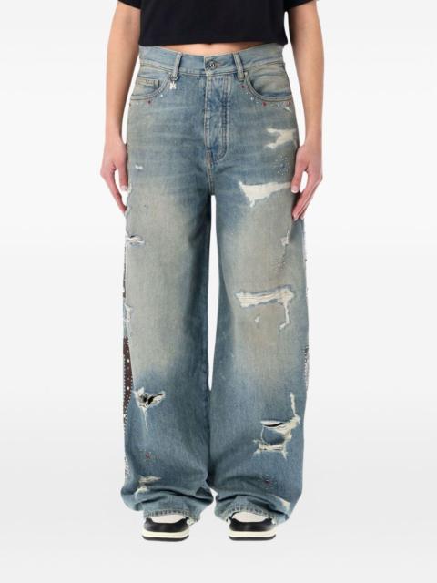 AMIRI studded-detail distressed jeans