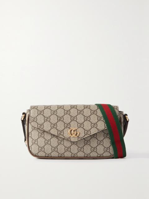 GUCCI Ophidia Leather-trimmed Printed Coated-canvas Shoulder Bag