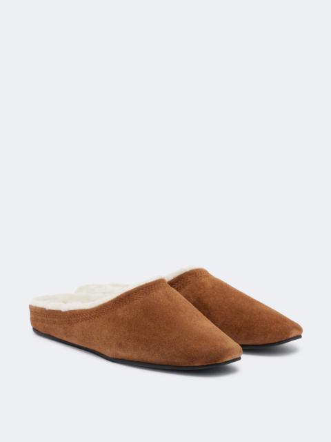 VERONICA BEARD Narcisa shearling-lined suede mules