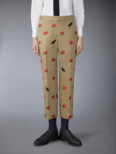 Thom Browne Cotton Twill Rose and Raven Chino Side Tab Trousers