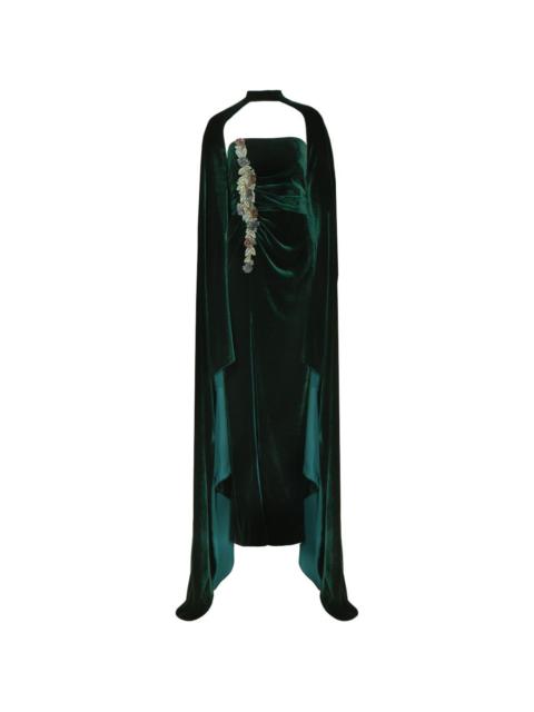 COSTARELLOS Brisha ruched crystal-detail gown