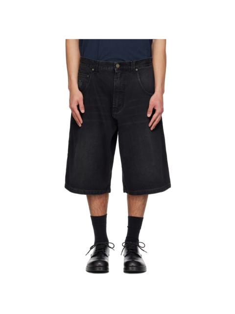 VETEMENTS Black Appliqué Biker Cross Hip-Hop Denim Shorts