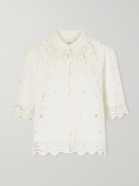 SKALL Talia Broderie Anglaise Cotton And Linen-blend Shirt