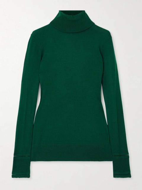 Chloé Pointelle-knit wool turtleneck sweater