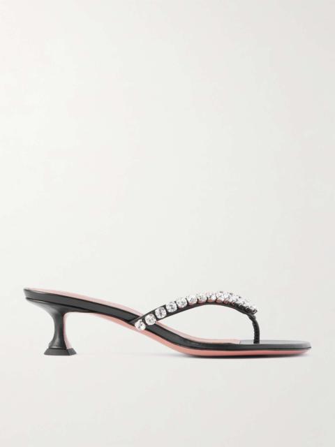 Gigi crystal-embellished leather mules Black
