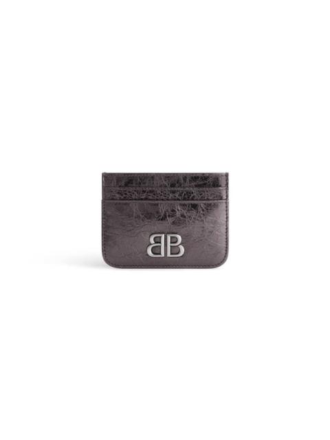 BALENCIAGA Women's Monaco Card Holder Metallized in Dark Grey
