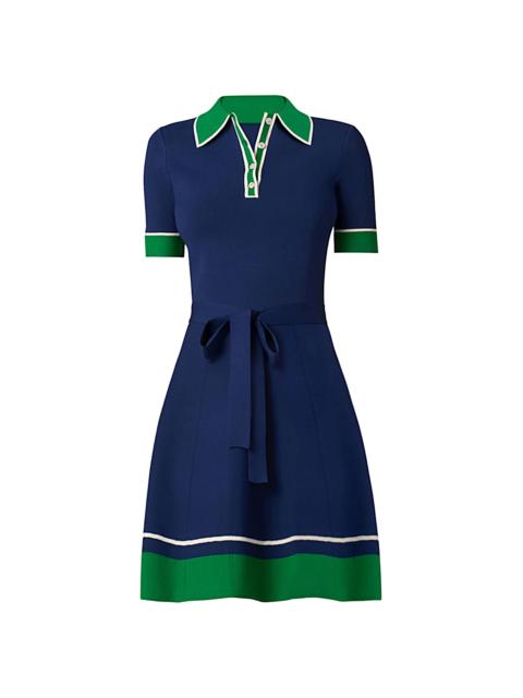 Shoshanna Women's Bennett Knit Polo Dress - Navy Green Ivory