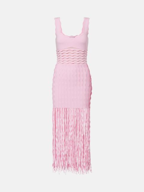 SIMKHAI Brionne fringed knitted midi dress