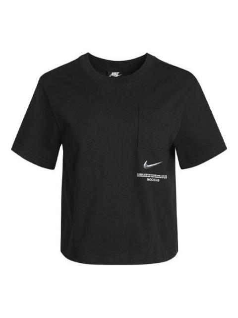 Nike (WMNS) Nike Sportswear Swoosh Short Printed Round Neck Pullover T-Shirt Black CZ8912-010