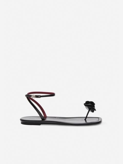 MAGDA BUTRYM Rose toe-post sandals in black leather