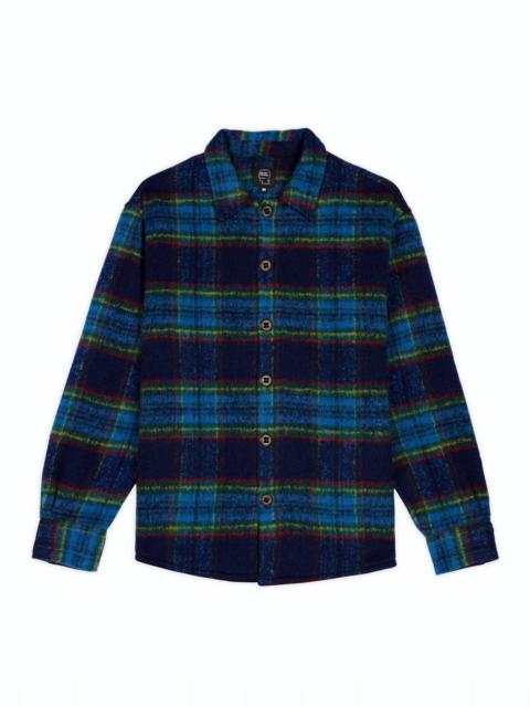 BRAIN DEAD Brushed Rancher Flannel Shirt Jacket - Navy