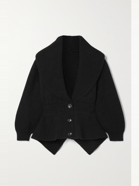 Ribbed wool and cashmere-blend cardigan