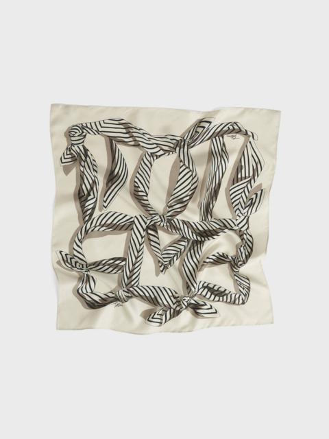 Knotted monogram silk scarf creme