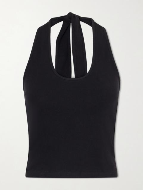 MATTEAU Tie-detailed Cotton-jersey Halterneck Tank