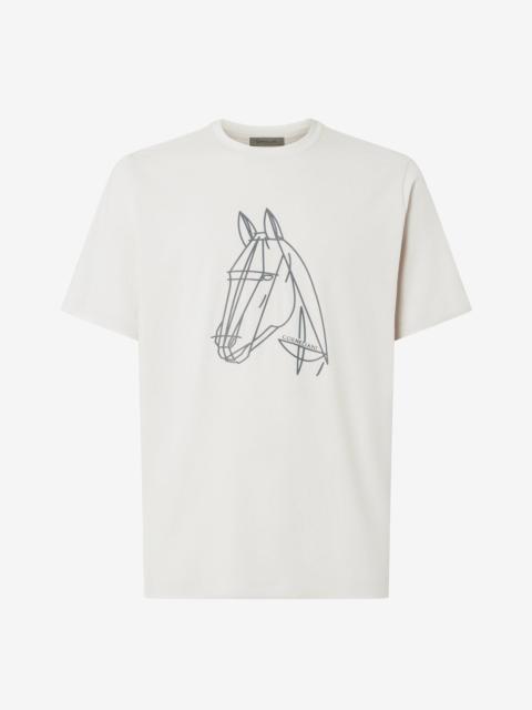 CORNELIANI White crewneck jersey t-shirt with print