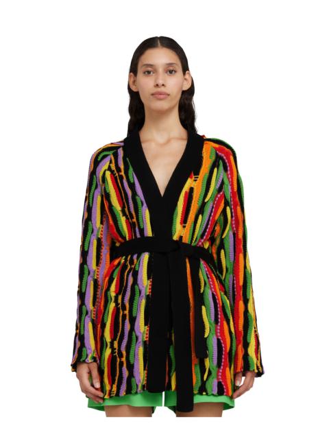 MSGM Cotton knit cardigan with multicolor ruffles
