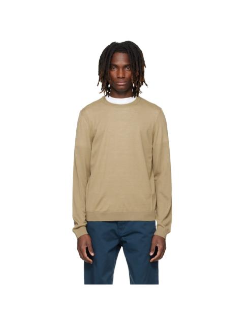 BOSS Beige Merino-Wool Slim Fit Sweater