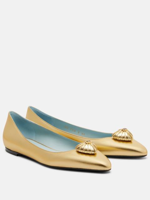 Valentino Cœur Royal metallic leather ballet flats