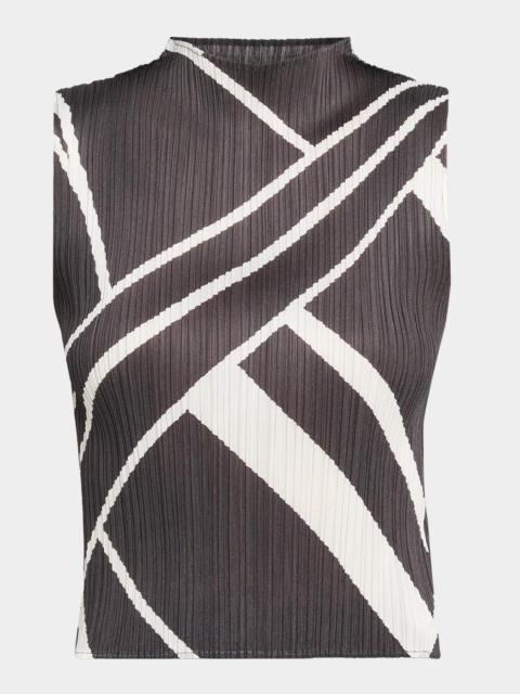 ISSEY MIYAKE Fold Plisse Line Print Tank Top