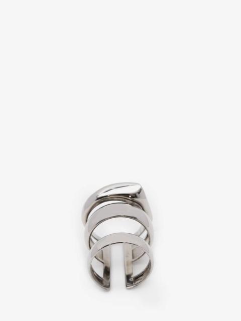 Alexander McQueen Short Stacked Ring in Antique Silver