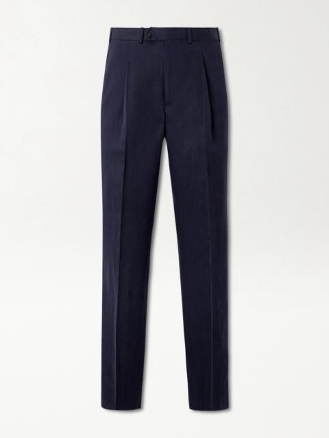 SAMAN AMEL Amo Straight-Leg Pleated Silk and Linen-Blend Suit Trousers