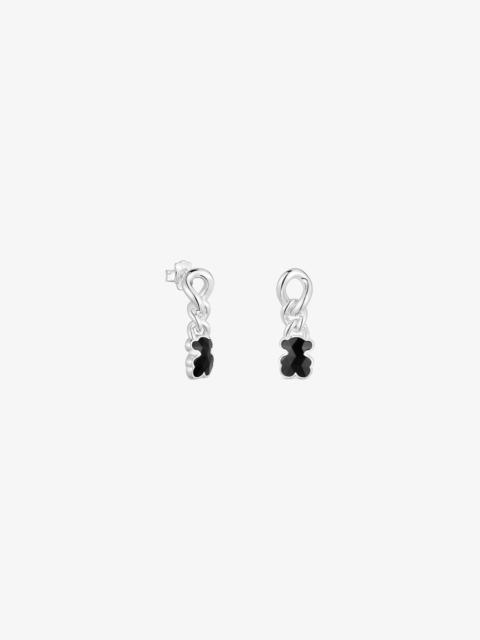 TOUS Short silver and onyx bear Earrings TOUS Icon Color