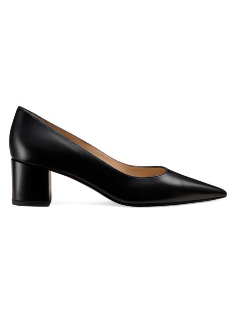 Stuart Weitzman Women's Power 50MM Leather Block-Heel Pumps - Black