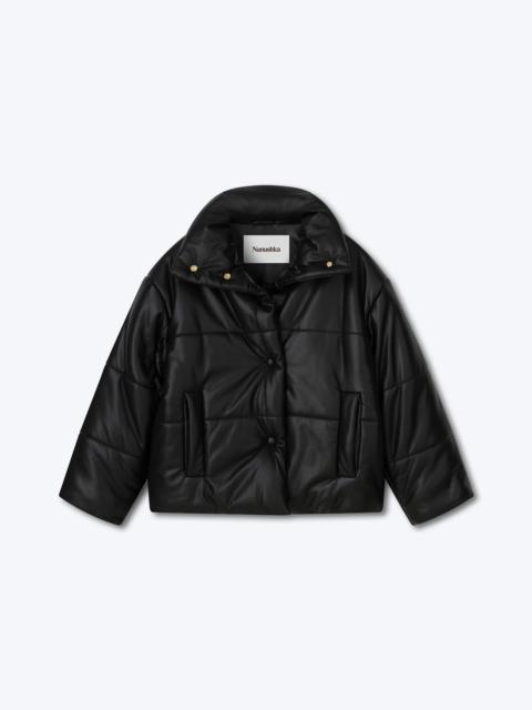 Petra Leather Puffer Jacket Black