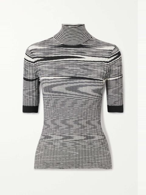 Missoni Space-dyed ribbed cashmere and silk-blend turtleneck top