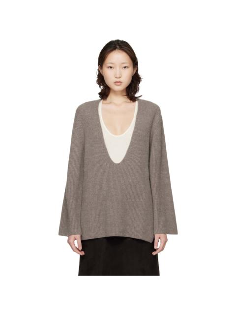 Gray Gabe U Neck Ribbed Cashmere Sweater
