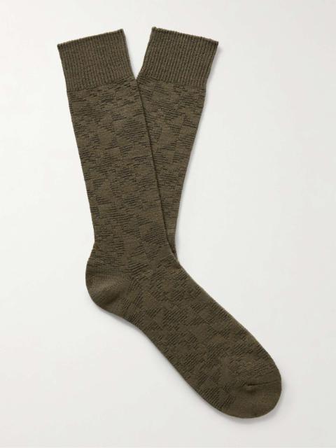 ANONYMOUSISM Quilt Jacquard-Knit Cotton-Blend Socks