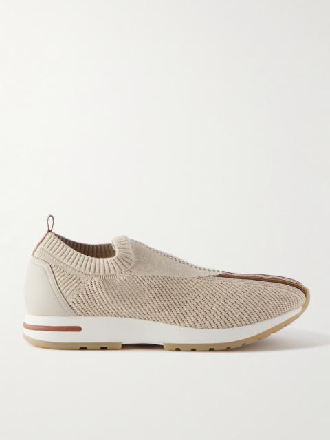 Loro Piana 360 Lp Flexy Walk Leather-Trimmed Linen and Silk-Blend Slip-On Sneakers