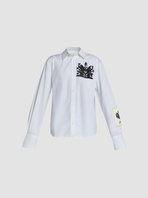 Erdem EMBELLISHED COTTON POPLIN LONG SLEEVE SHIRT