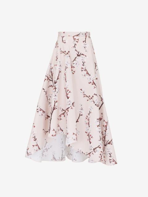 Alexander McQueen Women's Cherry Blossom Asymmetric Midi Skirt in Pink