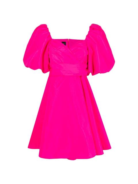 puff-sleeve flared dress