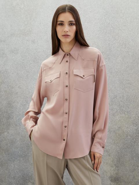 Brunello Cucinelli Silk crêpe de Chine shirt with shiny tab