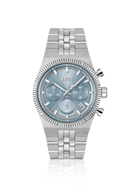 BOSS CANDOR BLUE-DIAL CHRONOGRAPH WATCH WITH FLUTED BEZEL